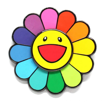 Pin de la solapa de flores colorida de la sonrisa de girasol personalizada